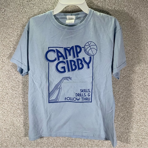 Camp Gibby  T-Shirt Basketball Camp Youth Size Medium Light Blue Gildan Cotton - Picture 1 of 6